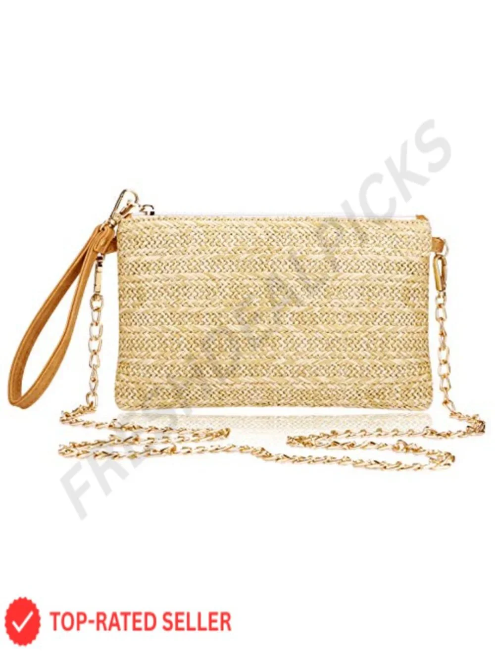 Straw Wristlet Clutch Bag Shoulder Crossbody Boho Summer Purse